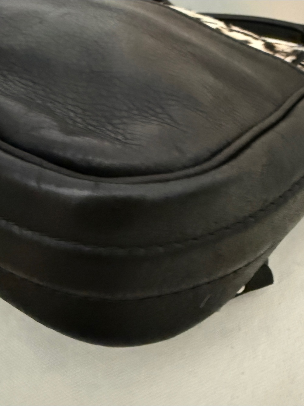 Zara Basic Hair on Hide Leather Black Cream Leopard Print Cowhide Crossbody Bag - Picture 10 of 16
